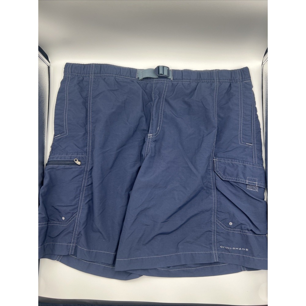 Columbia Men's Navy Blue Cargo Swimming Trunks Size Large‎ With 8" Inseam